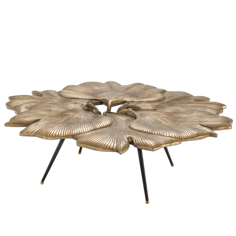 Кофейный стол Eichholtz Coffee Table Ginkgo Латунь Античная полированная Черный в Сочи | Loft Concept 