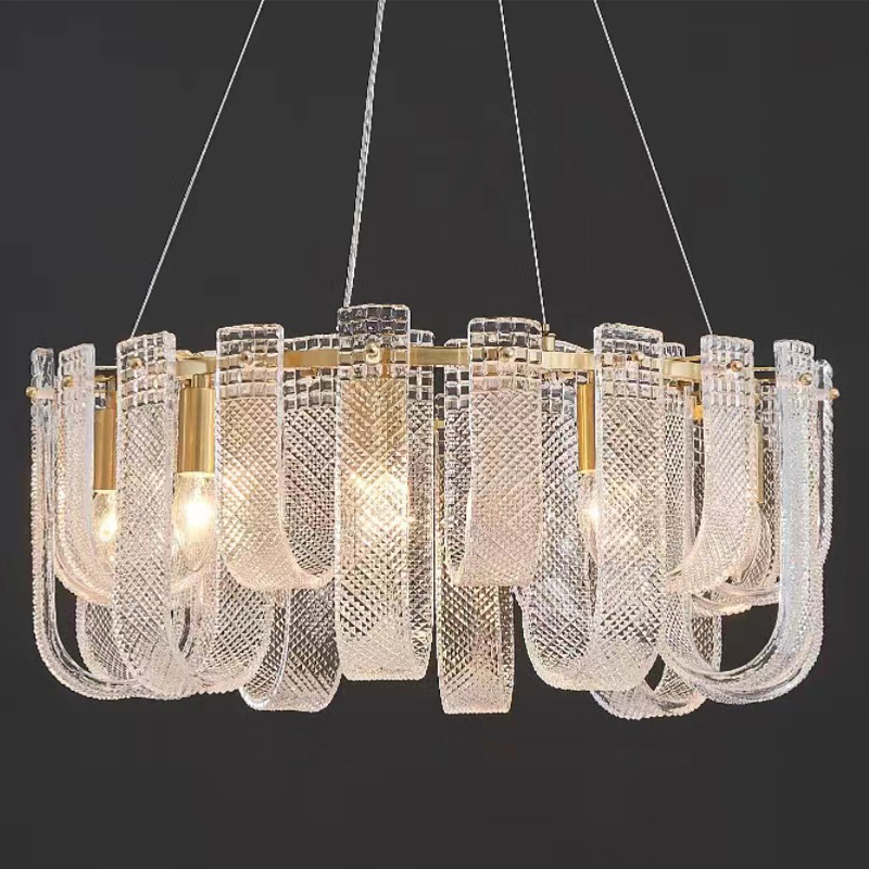 Люстра Prudence Textured Glass Chandelier Золотой Прозрачное Стекло в Сочи | Loft Concept 