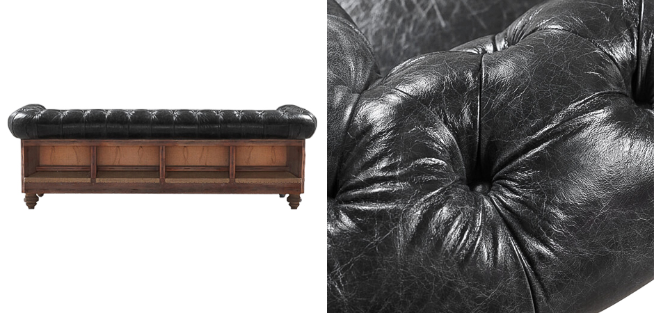 Диван Deconstructed Chesterfield Sofa triple Black leather - фото №2