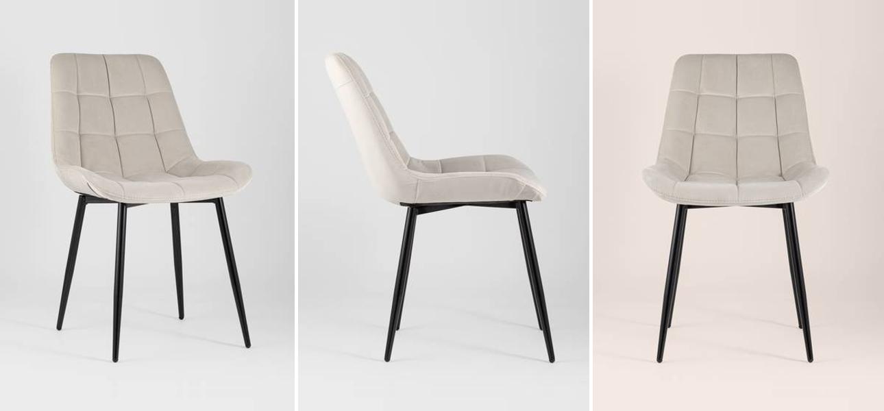 Стул NANCY Chair Молочный Цвет Черные Ножки - фото