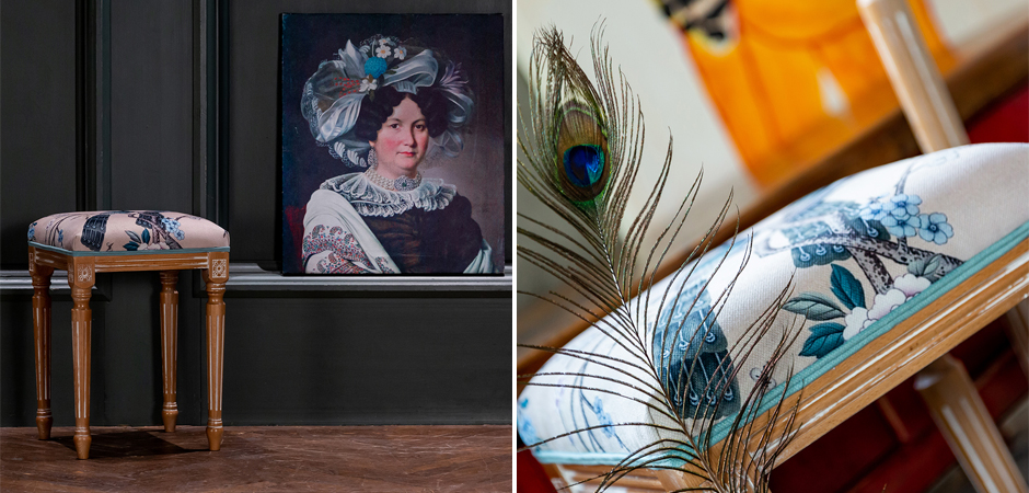 Банкетка с синими павлинами Emperor