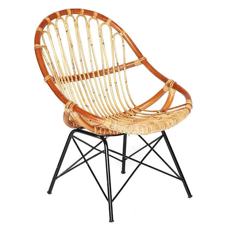 Кресло Rattan Wicker Chair Red Carcass Древесина Черный в Сочи | Loft Concept 