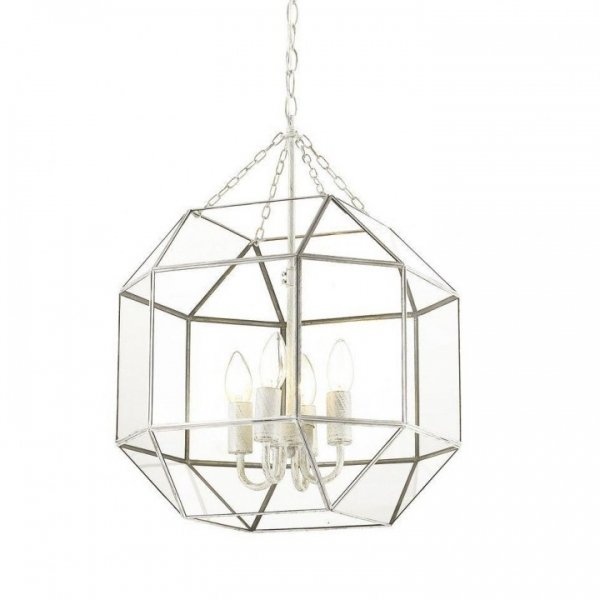 Подвесной светильник Glass & Metal Cage Pendant White 4 Белый в Сочи | Loft Concept 