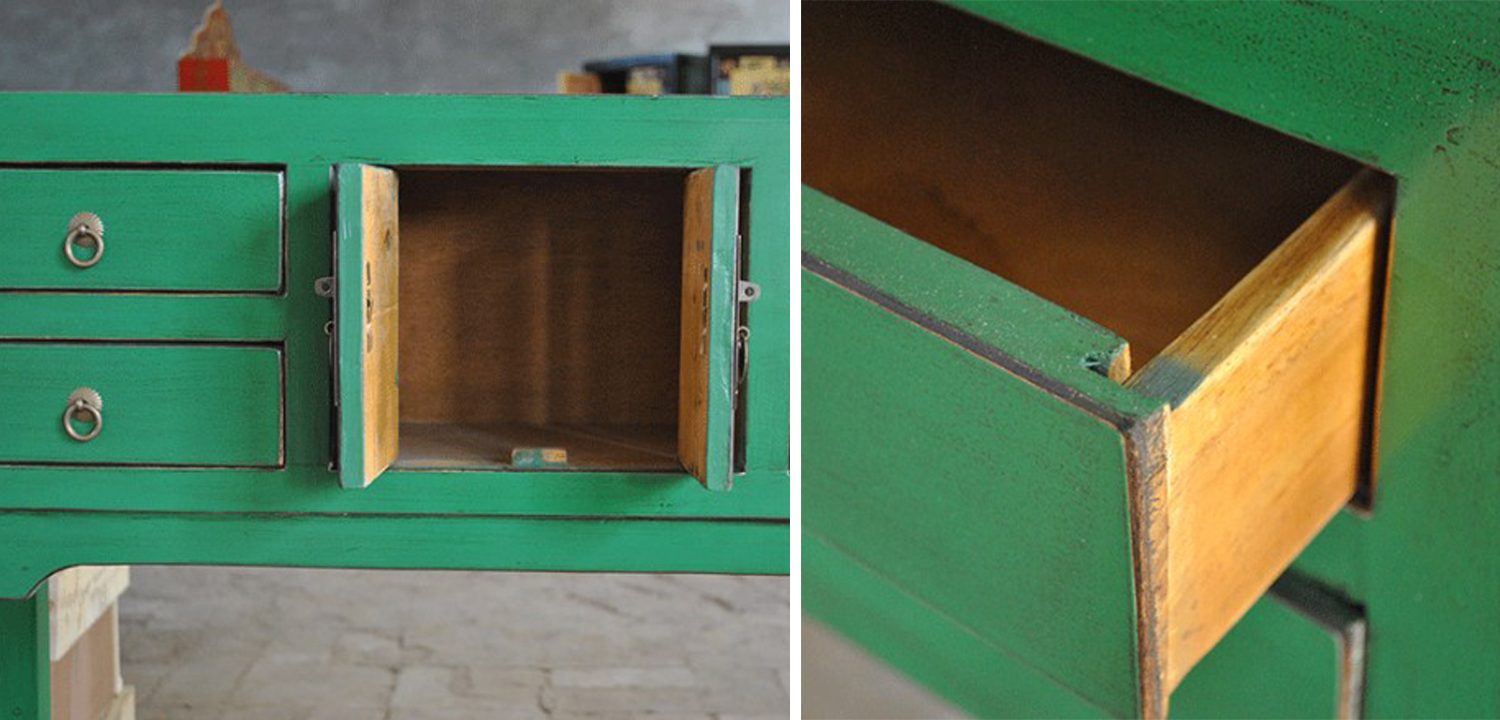 Зеленая Консоль в Китайском Стиле из сосны Green Console Chinese - фото №1