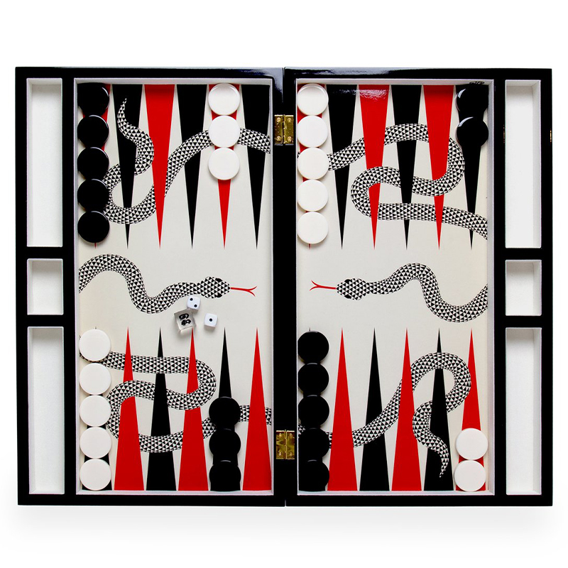 Нарды  EDEN BACKGAMMON SET Jonathan Adler Красный Черный ivory ( слоновая кость ) в Сочи | Loft Concept 