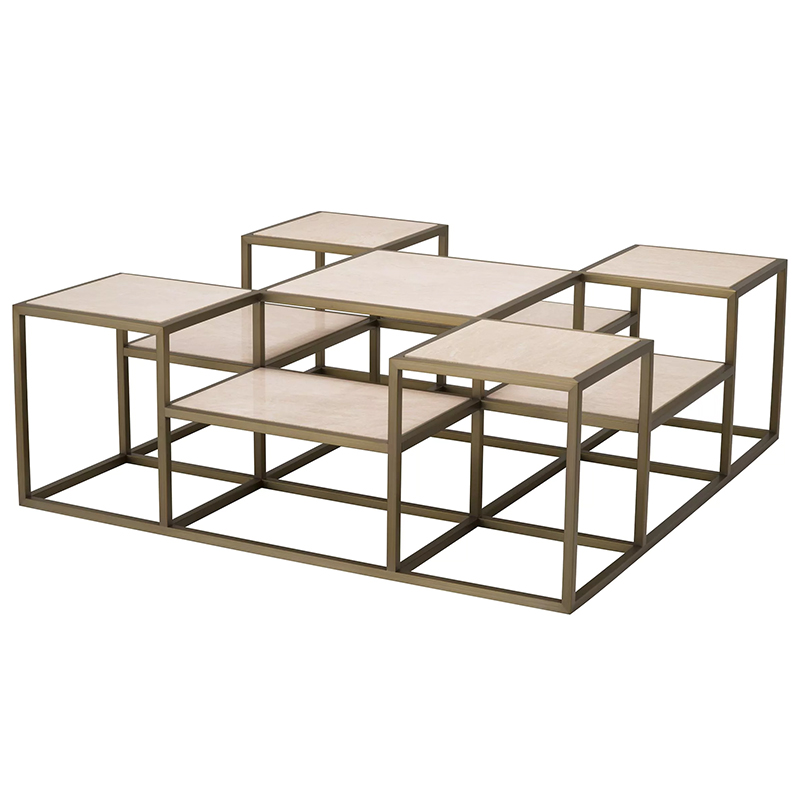 Кофейный стол Eichholtz Coffee Table Smythson Песочный Латунь в Сочи | Loft Concept 