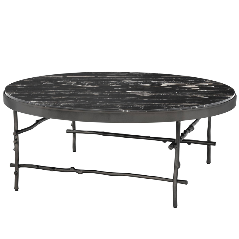 Кофейный стол Eichholtz Coffee Table Tomasso round Черный Мрамор Nero Темная бронза в Сочи | Loft Concept 