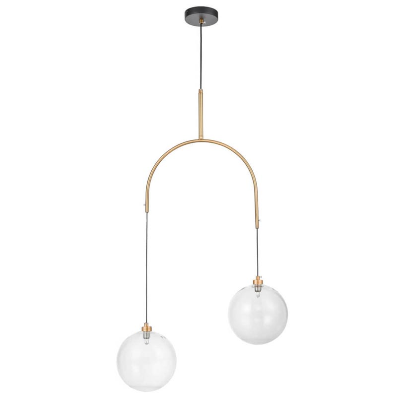 Люстра Two Hanging Ball Chandelier Золотой Прозрачный Черный в Сочи | Loft Concept 