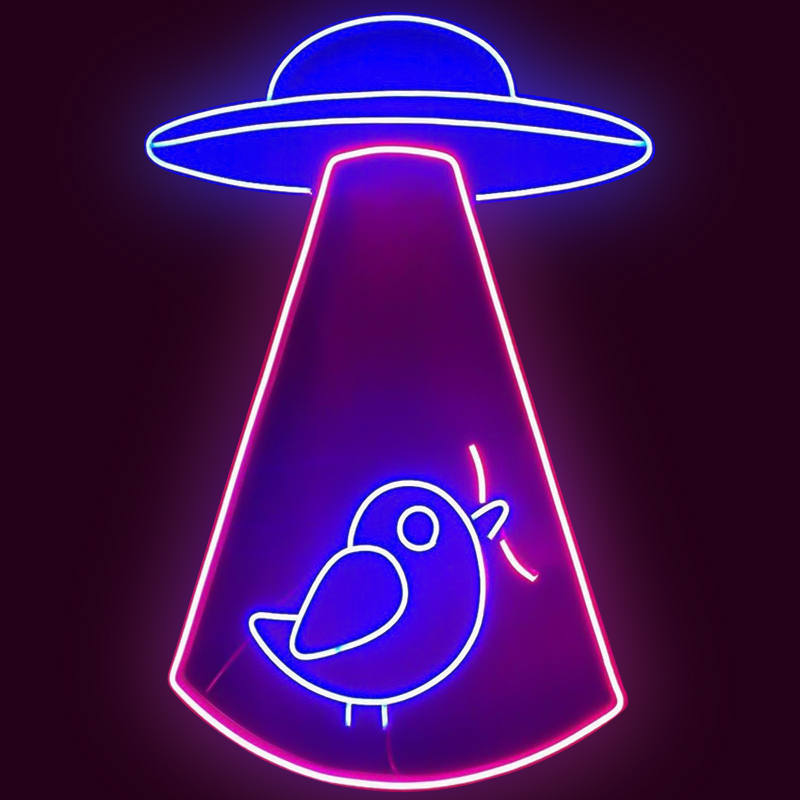 Неоновая настенная лампа UFO and Bird Neon Wall Lamp Синий Лиловый в Сочи | Loft Concept 