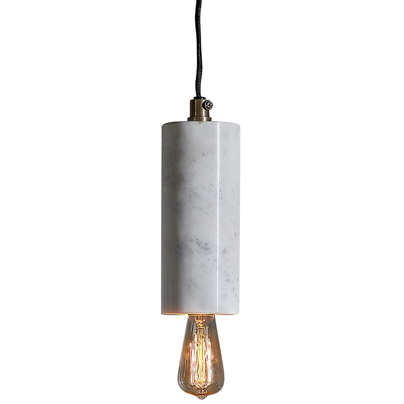 Подвесной светильник Shaw Cylinder Marble Hanging Lamp Белый Мрамор Bianco Черный в Сочи | Loft Concept 