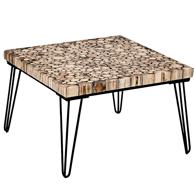 Кофейный стол Tree Cuts square coffee table Коричневый Черный в Сочи | Loft Concept 