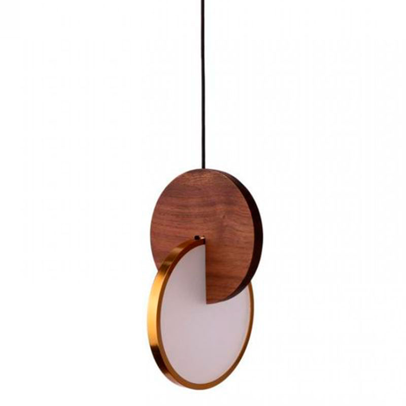 Подвесной светильник Eclipse Pendant Light Wood Золотой Белый Дерево Табак в Сочи | Loft Concept 