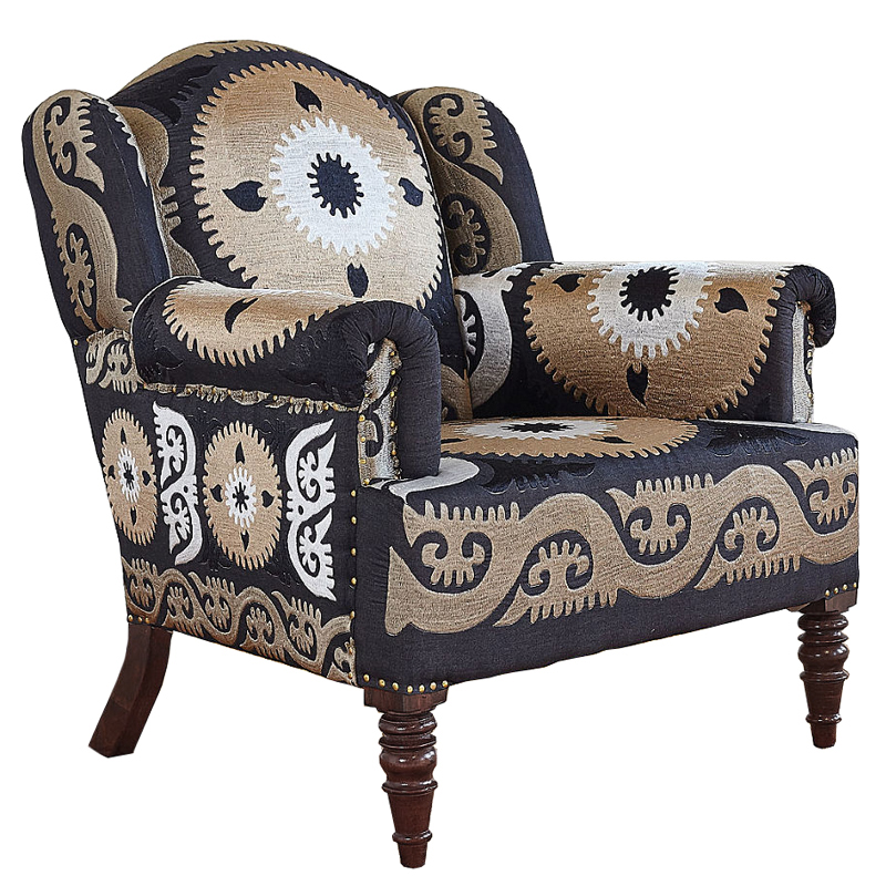 Armchair Mandala Beige Ornament Бежевый Черный в Сочи | Loft Concept 