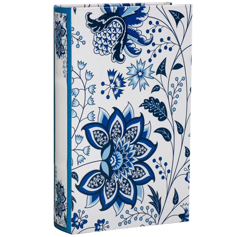 Шкатулка-книга с сейфом Fabulous Flowers Book Box Синий Белый в Сочи | Loft Concept 