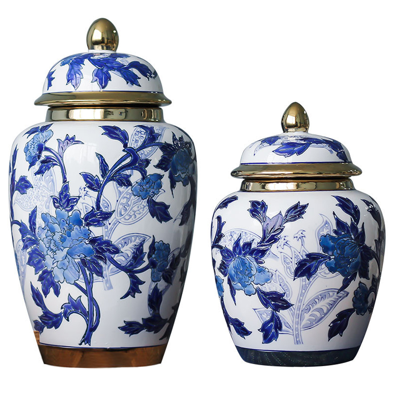 Вазы Porcelain Oriental Blue Ornament Vases Синий Белый Золотой в Сочи | Loft Concept 