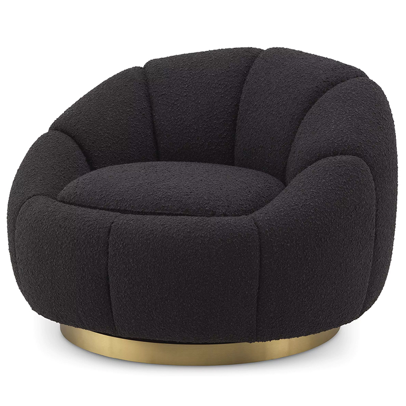 Кресло Eichholtz Swivel Chair Inger Black Черный Латунь в Сочи | Loft Concept 