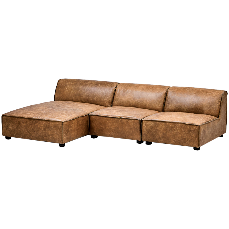 Диван Diehl Leather Sofa Карамель Хром в Сочи | Loft Concept 