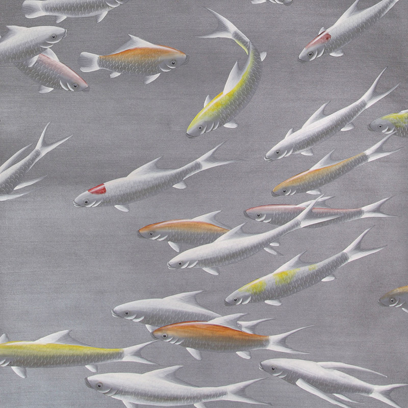 Обои ручная роспись Fishes Koi on Flash metallic Xuan paper  в Сочи | Loft Concept 