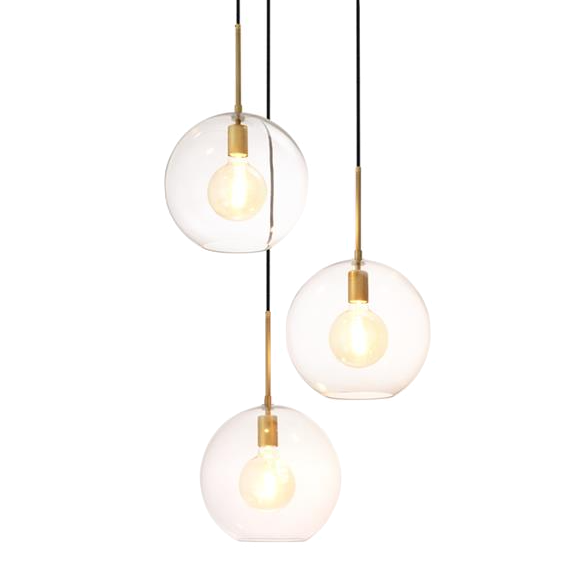 Люстра Chandelier Tango 3 light Латунь Античная полированная Темная бронза Прозрачное Стекло в Сочи | Loft Concept 