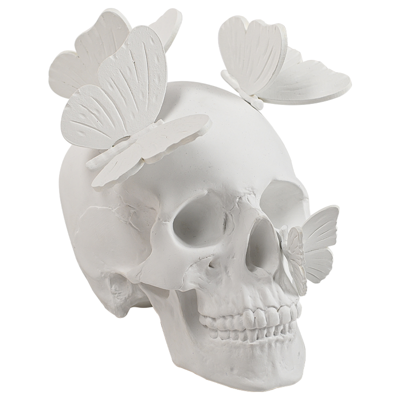 Статуэтка Skull with butterflies white Белый в Сочи | Loft Concept 