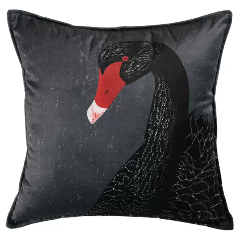 Декоративная подушка Black Swan II Cushion Черная Черный Серый Красный в Сочи | Loft Concept 