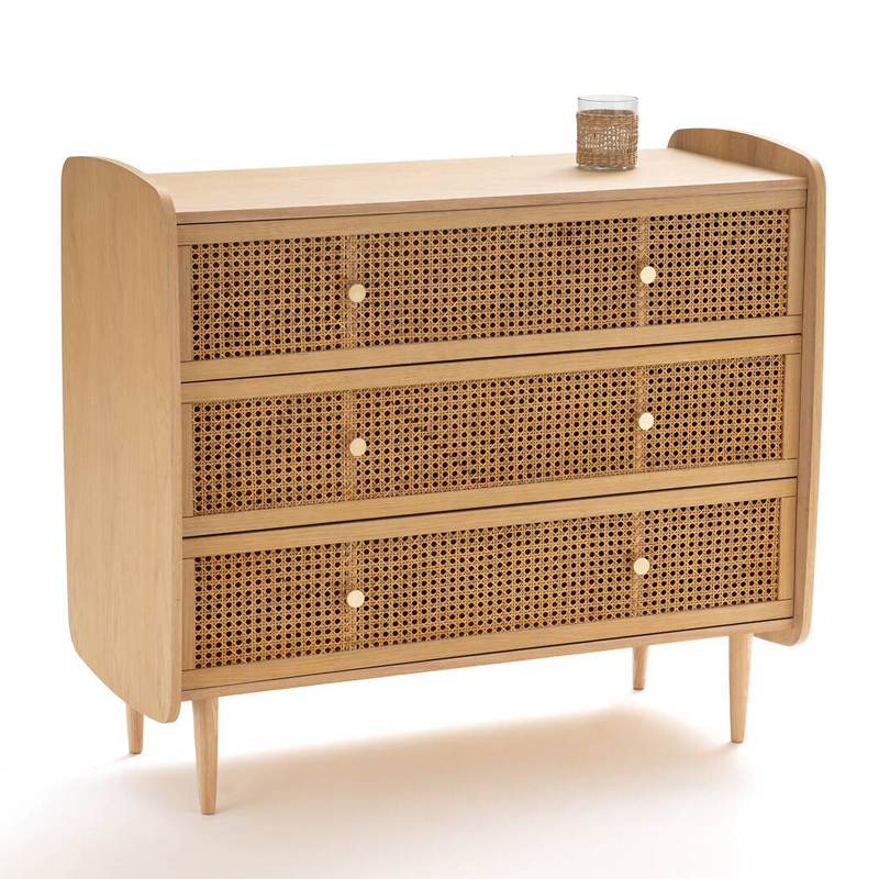 Комод с 3-мя ящиками из плетеного ротанга Aelius Rattan Wicker Chest of drawers Светлый дуб в Сочи | Loft Concept 