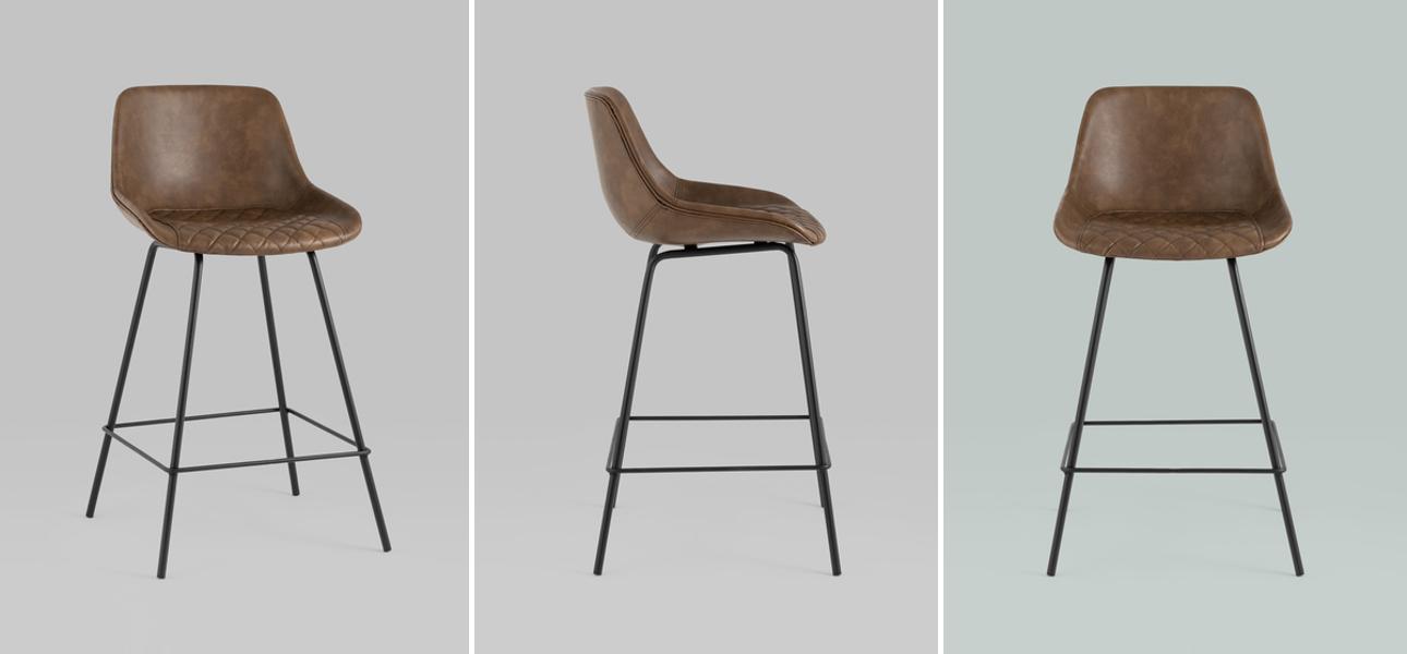 Барный Стул RHOMBUSES Коричневая Винтажная Экокожа - фото