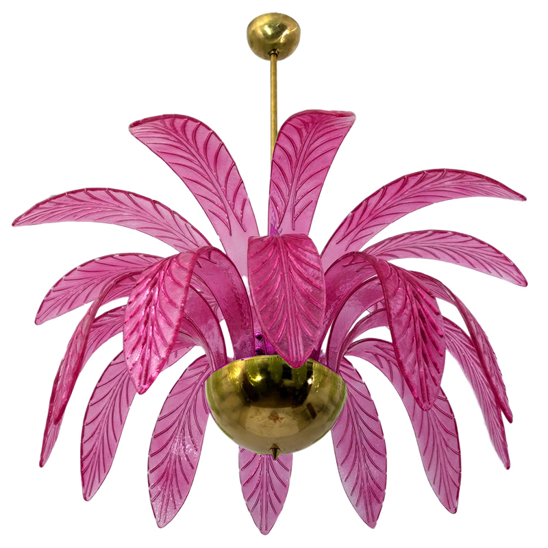 Люстра Modern Chandelier Palm Pink Стеклянные Листья Пальмы  Золотой Лиловый в Сочи | Loft Concept 