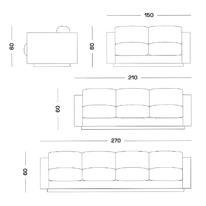 Дизайнерский кожаный диван черный Poltronova Saratoga Sofa в Сочи