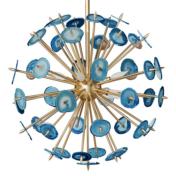  Люстра  Agate Burst Chandelier BLUE с синими агатами Синий Латунь в Сочи | Loft Concept 