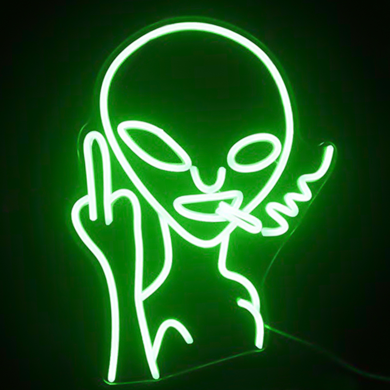 Неоновая настенная лампа Alien Neon Wall Lamp Зеленый Белый в Сочи | Loft Concept 