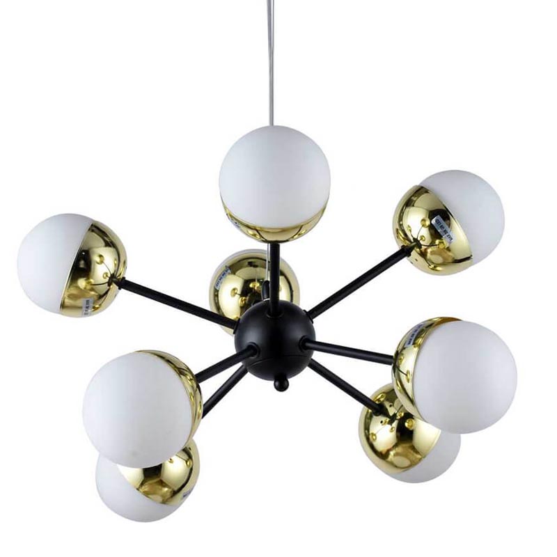 Люстра Sputnik White and Gold Globe Chandelier 8 Черный Золотой Белый Люстра Sputnik White and Gold Globe Chandelier 8 Черный Золотой Белый в Сочи | Loft Concept