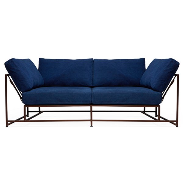 Двухместный диван Indigo Denim and copper Two Seat Sofa Индиго в Сочи | Loft Concept 