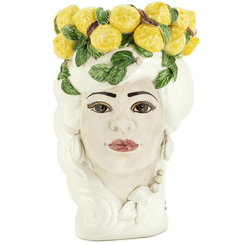 Ваза Vase Lemon Head Lady White Белый Желтый Зеленый в Сочи | Loft Concept 