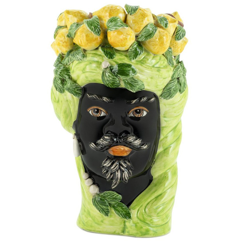 Ваза Vase Lemon Head Man Lime Салатовый Желтый Черный в Сочи | Loft Concept 