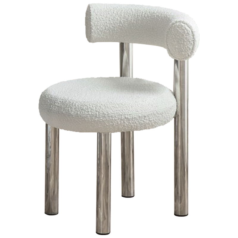 Стул Ellias White Boucle Chair Белый Хром в Сочи | Loft Concept 