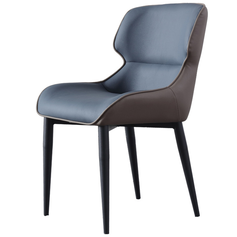 Стул с кожаной двухцветной обивкой Obrien Chair Blue and Grey Синий Серый Черный в Сочи | Loft Concept 