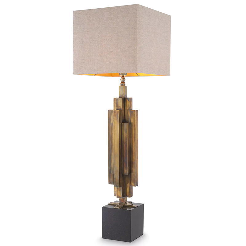 Настольная лампа Eichholtz Table Lamp Ellis Brass Черный Винтажная латунь Бежево-серый в Сочи | Loft Concept 