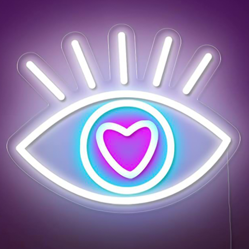 Неоновая настенная лампа Lucky Eye Neon Wall Lamp Белый Бирюзовый Розовый Прозрачный в Сочи | Loft Concept 