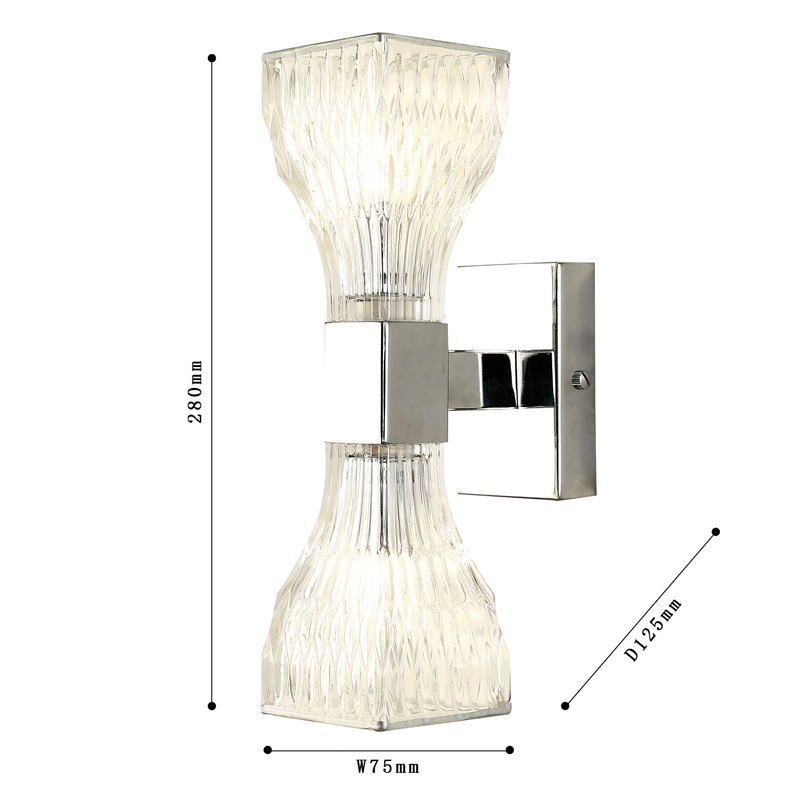 Бра с двумя плафонами из рельефного стекла GLASS HORN Chrome в Сочи