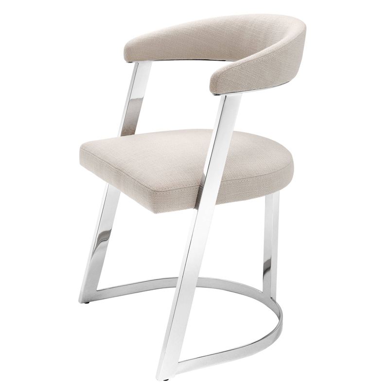 Стул Eichholtz Dining Chair Dexter Nickel Бежевый Никель в Сочи | Loft Concept 