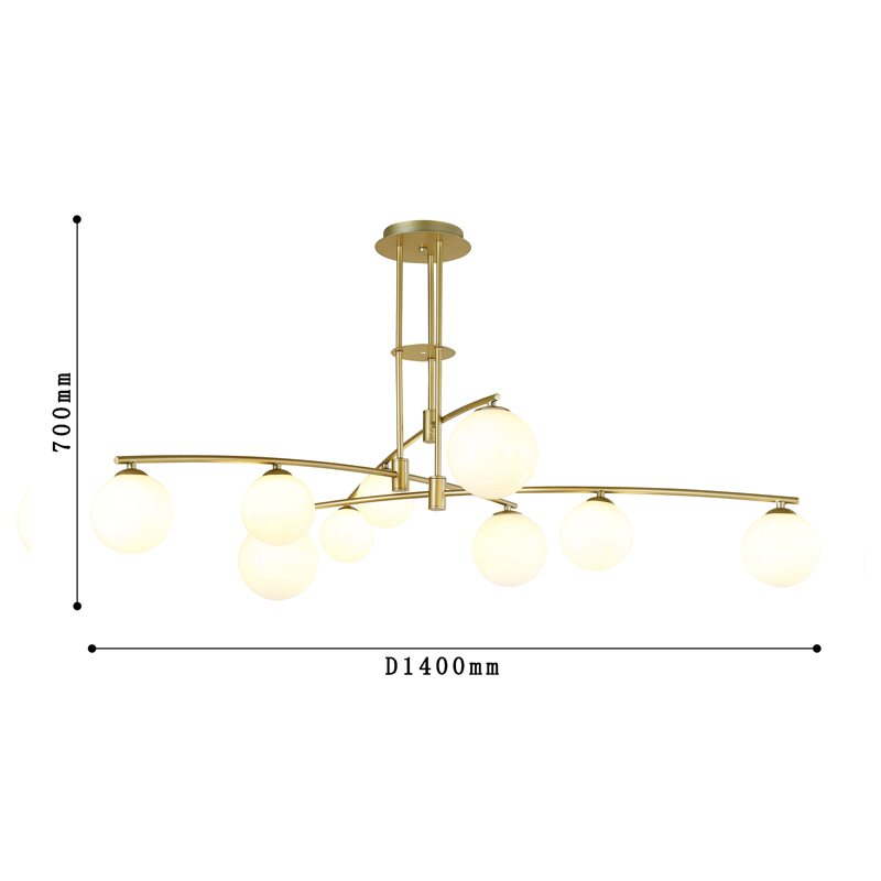 Люстра матового золотого цвета с белыми плафонами B.LUX C 9 Ламп в Сочи