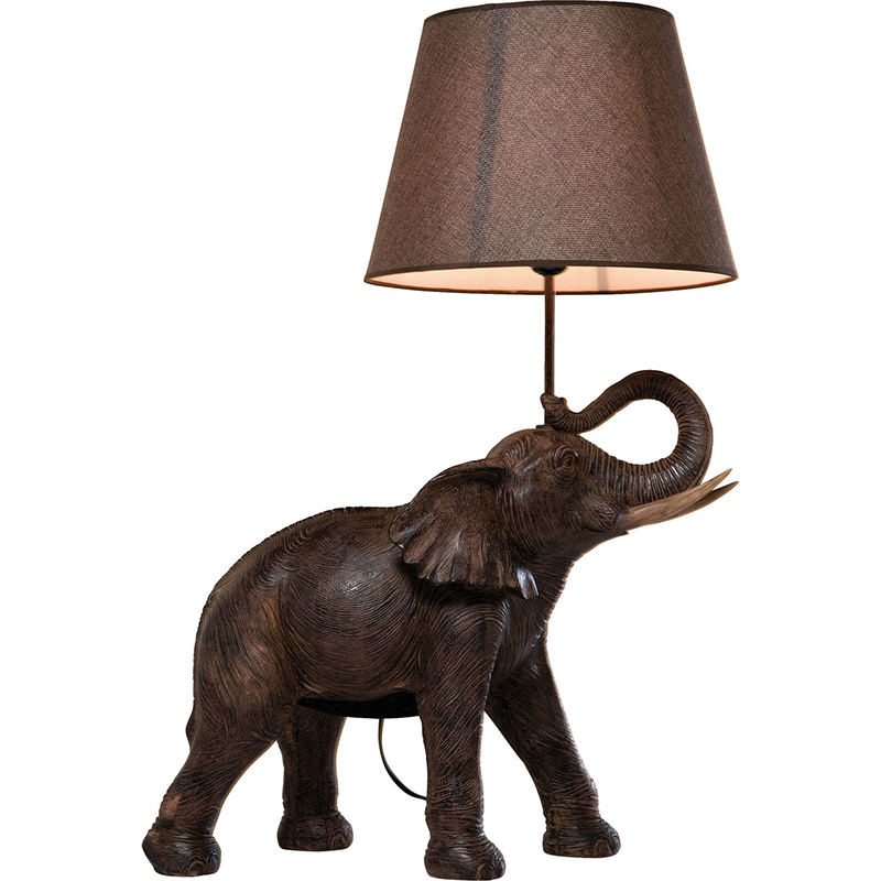 Настольная лампа Elephant Holding Lampshade Коричневый в Сочи | Loft Concept 