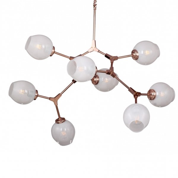 Люстра Branching Bubble Chandelier 8 Milk Молочный Медь в Сочи | Loft Concept 