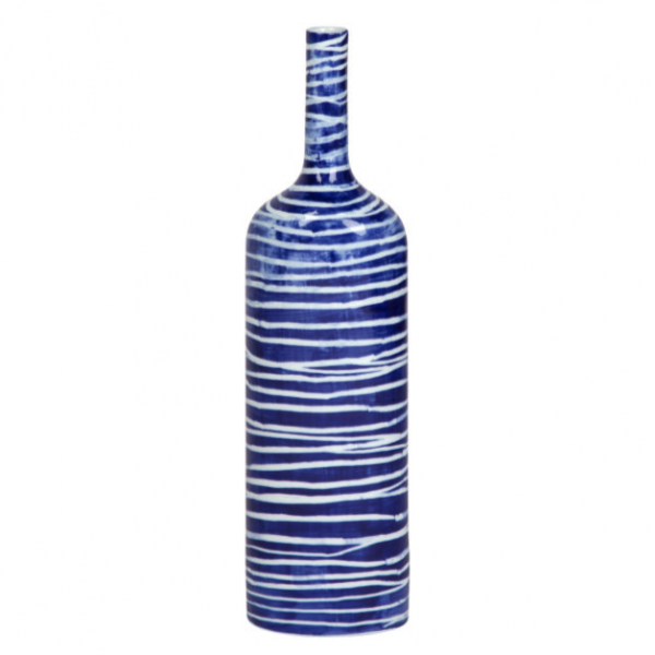 Ваза blue & white ornament Striped Bottle Синий Белый в Сочи | Loft Concept 