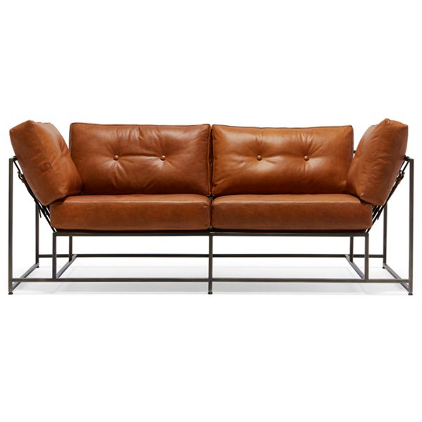 Двухместный диван Two Seat Encounter Leather Sofa Коричневый винтаж в Сочи | Loft Concept 