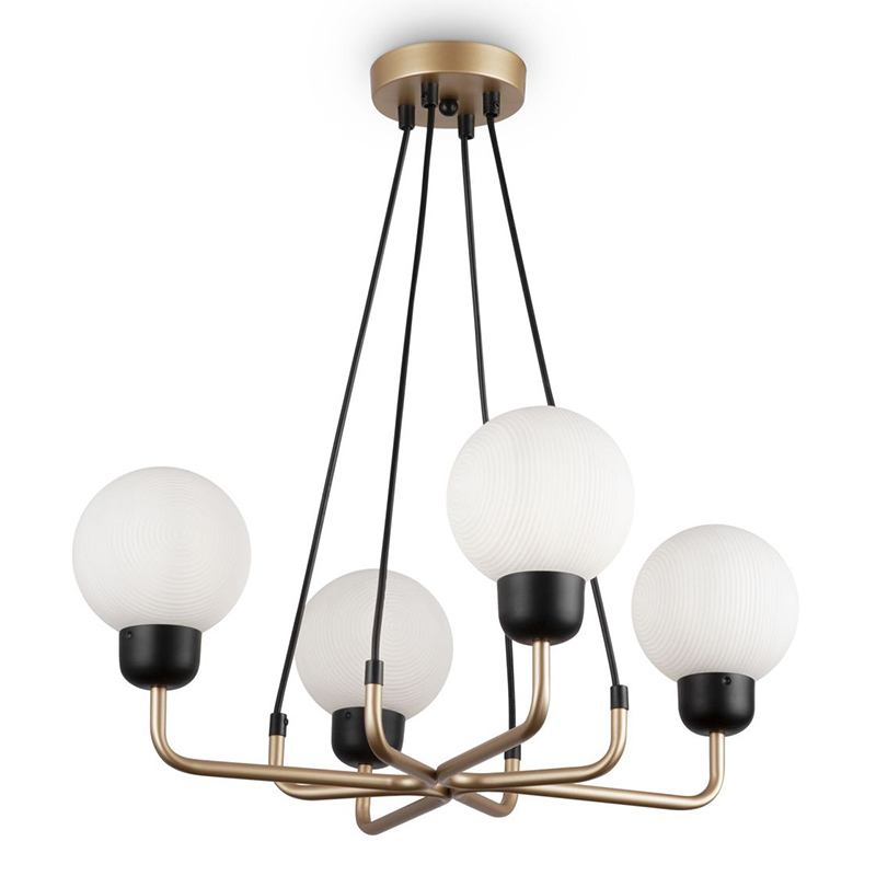 Люстра Andresa Chandelier 4 Balls Золотой Белое матовое стекло Люстра Andresa Chandelier 4 Balls Золотой Белое матовое стекло в Сочи | Loft Concept