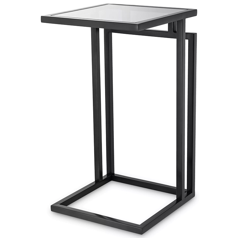 Приставной стол Eichholtz Side Table Marcus Black Черный Стекло Смок в Сочи | Loft Concept 