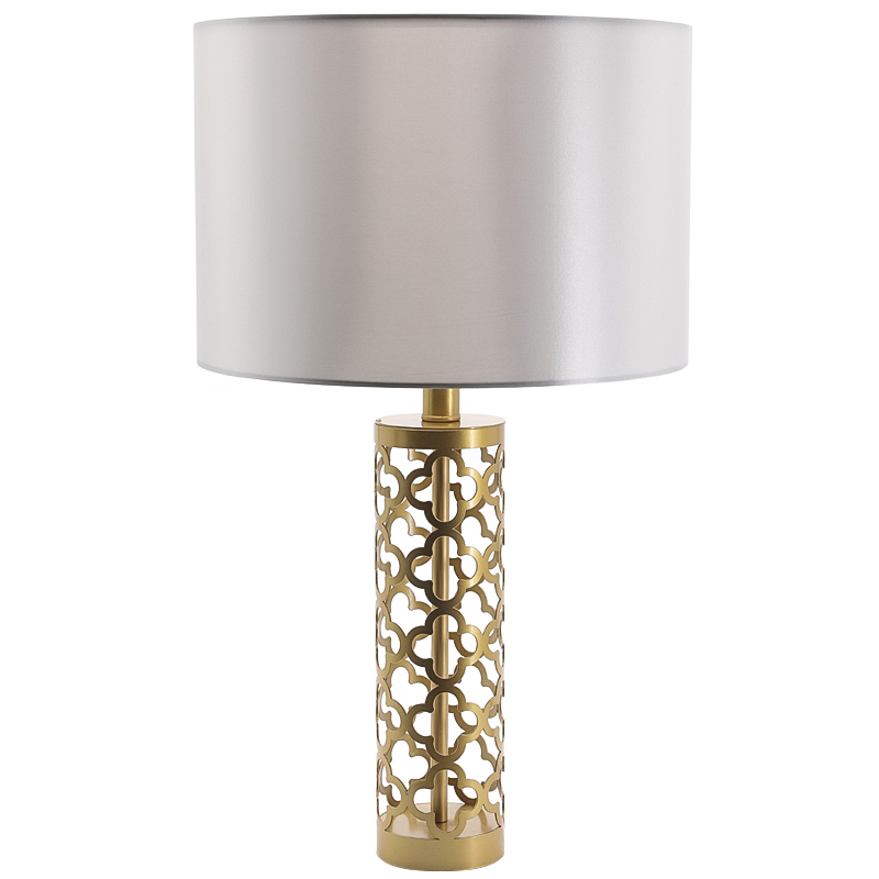 Настольная лампа Arabesque Quatrefoil Drum Table Lamp Золотой Серый в Сочи | Loft Concept 