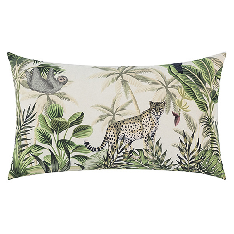 Декоративная подушка Rainforest Animals Cushion Бежевый Зеленый Серый в Сочи | Loft Concept 